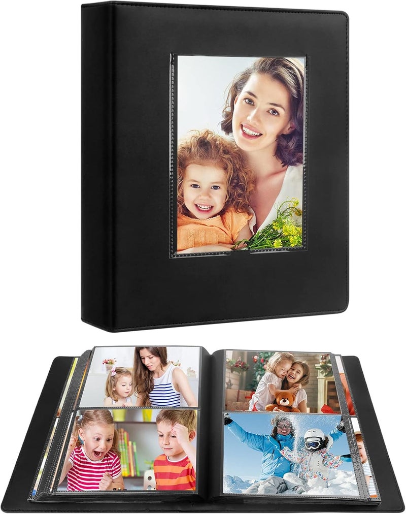 Aevdor 272 Pockets 5x7 Photo Album Holds 272 Photos, Extra Large Capacity Leather Cover Photo Album 5x7 for Family Wedding Baby Birthday Christmas Anniversary Pictures, 5 x 7 Photo Book (Black) - Image 1